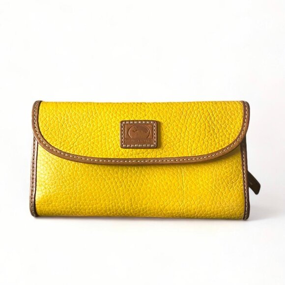 Dooney & Bourke Handbags - Dooney & Bourke Pebble Grain Leather Continental Wallet Mustard Yellow